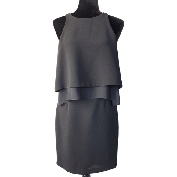 Club Monaco black sleeveless layered mini dress with open back size 4 - Picture 13 of 14